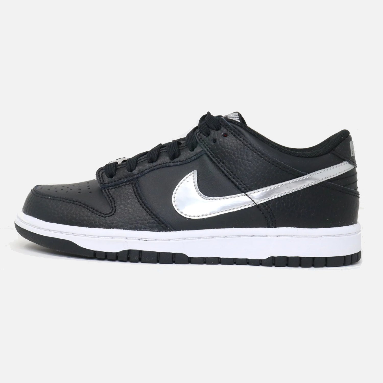 Kid's Nike Dunk Low Leather Black Silver THE SNEAKER OUTLET