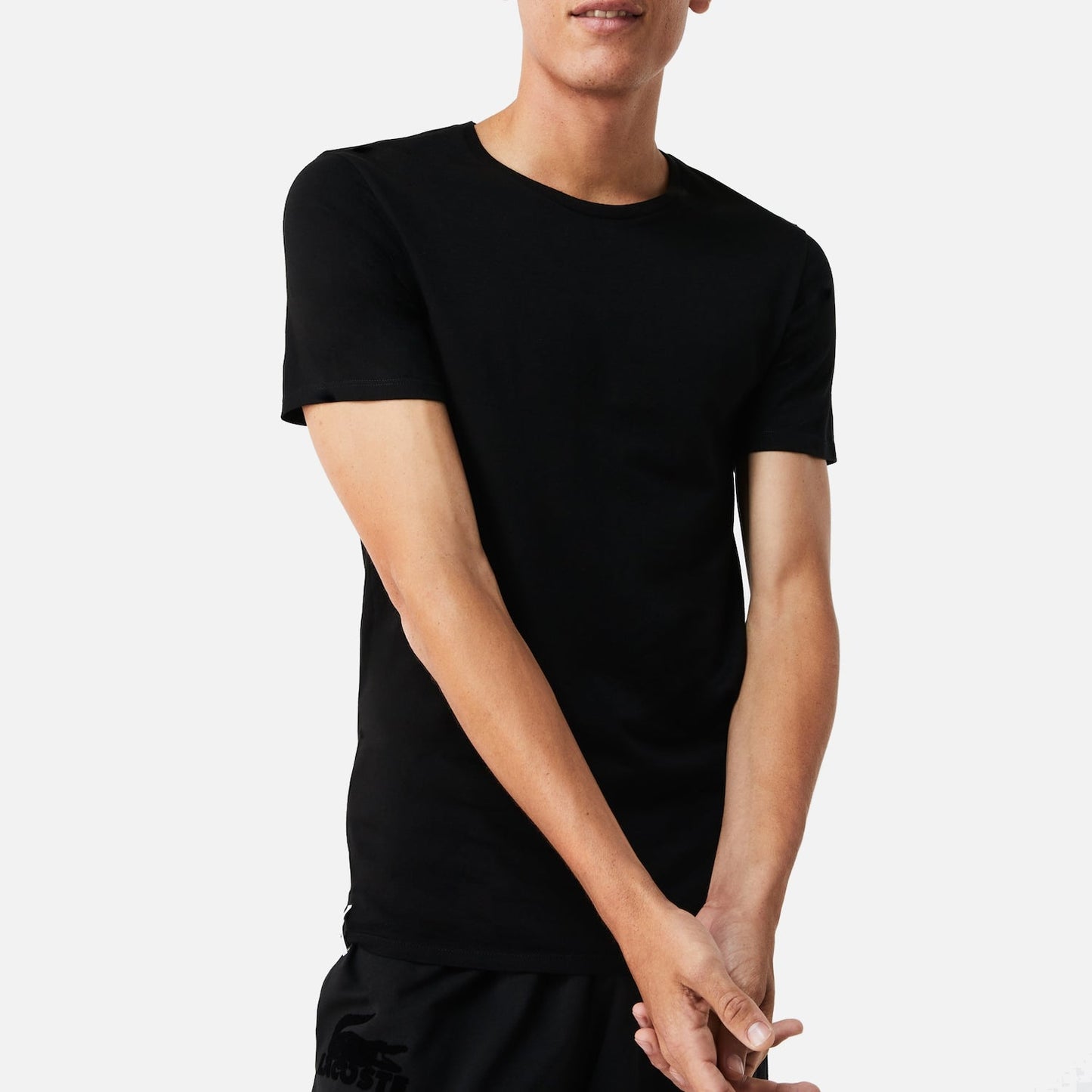 Men's Lacoste Crew Neck Cotton T-Shirt 3-Pack Black