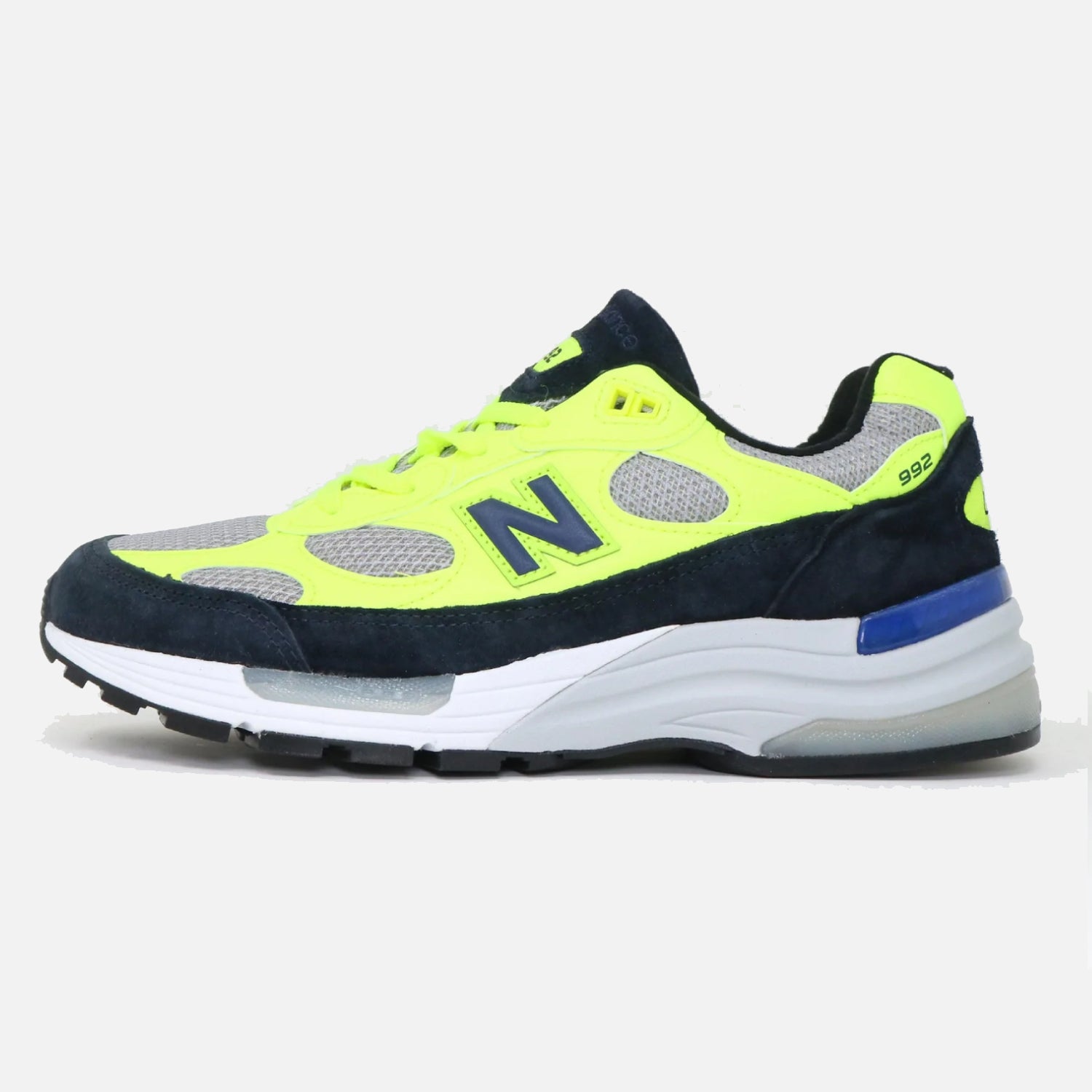 Men's New Balance 992 AF Navy Acid Yellow Trainers THE SNEAKER