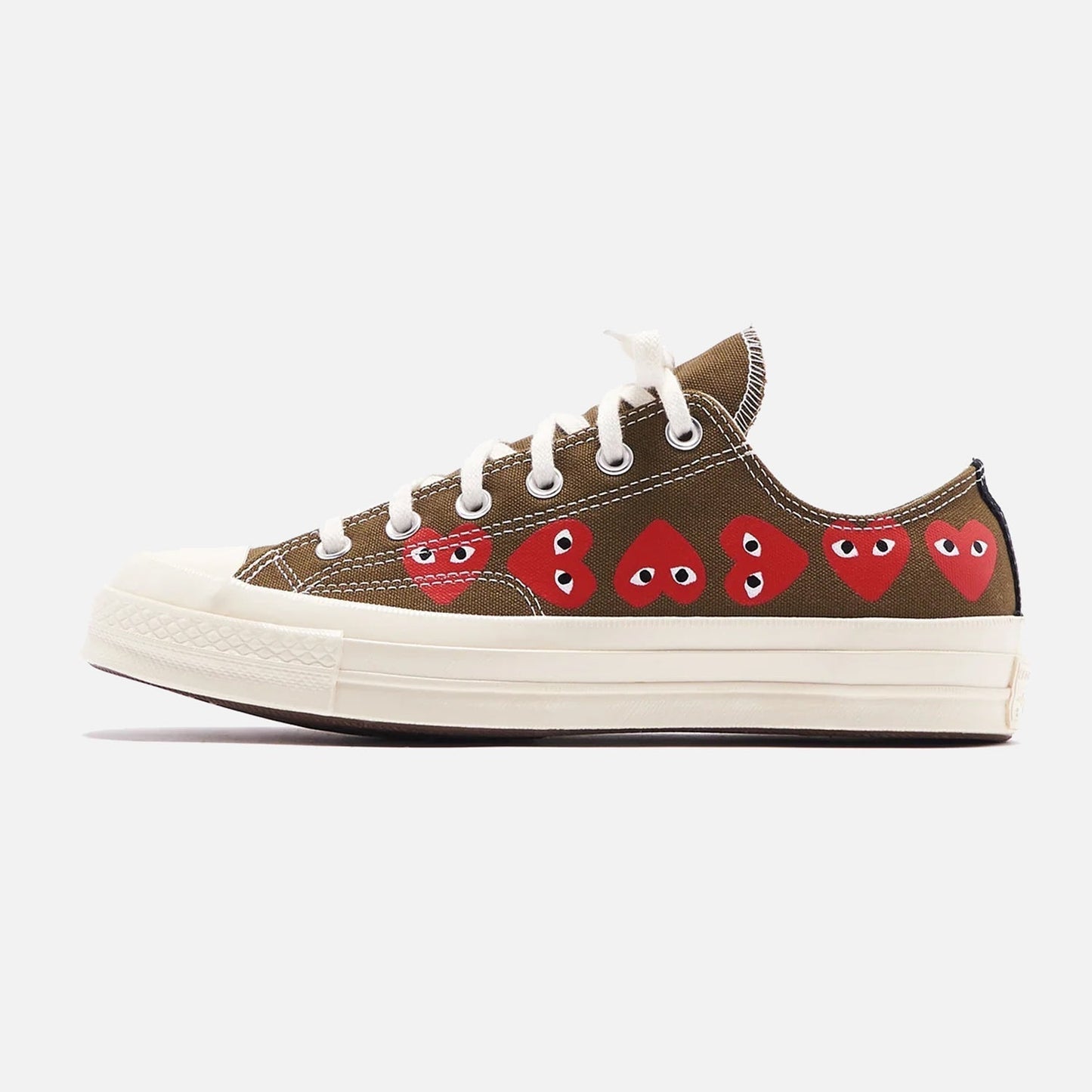 Converse x CDG Comme Des Garcons Multi Heart Olive Trainers