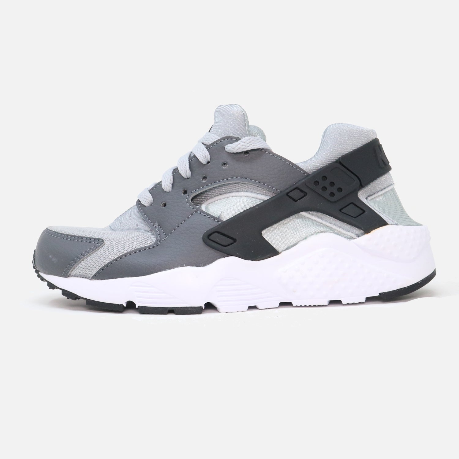 Kid's Nike Air Huarache Grey White Leather