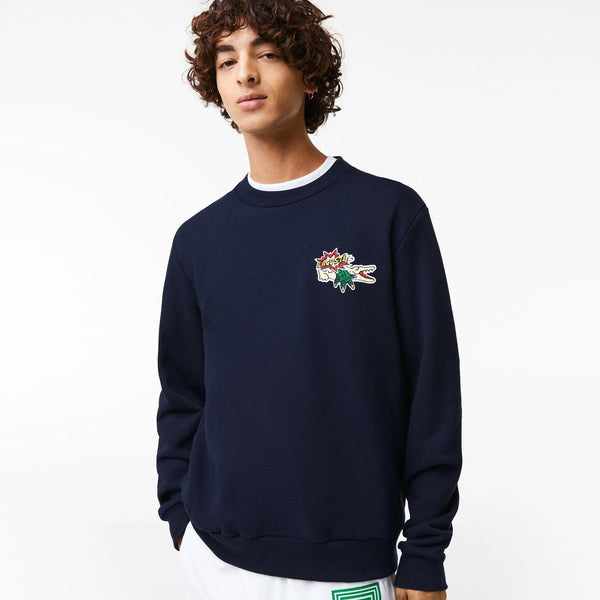 Men's Lacoste Badge Organic Cotton Sweater - Navy