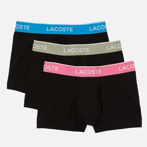 Men's Lacoste Boxer Shorts - 3 Pack Black Contrast Waistband