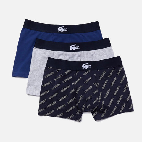 Men's Lacoste Boxer Shorts - 3 Pack Navy Grey