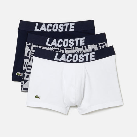 Men's Lacoste Boxer Shorts - Multi 3 Pack Grey Navy