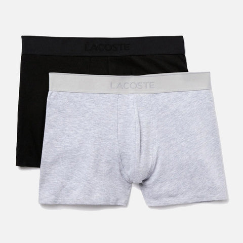 Men's Lacoste Boxer Shorts x 2 Pack Black Grey