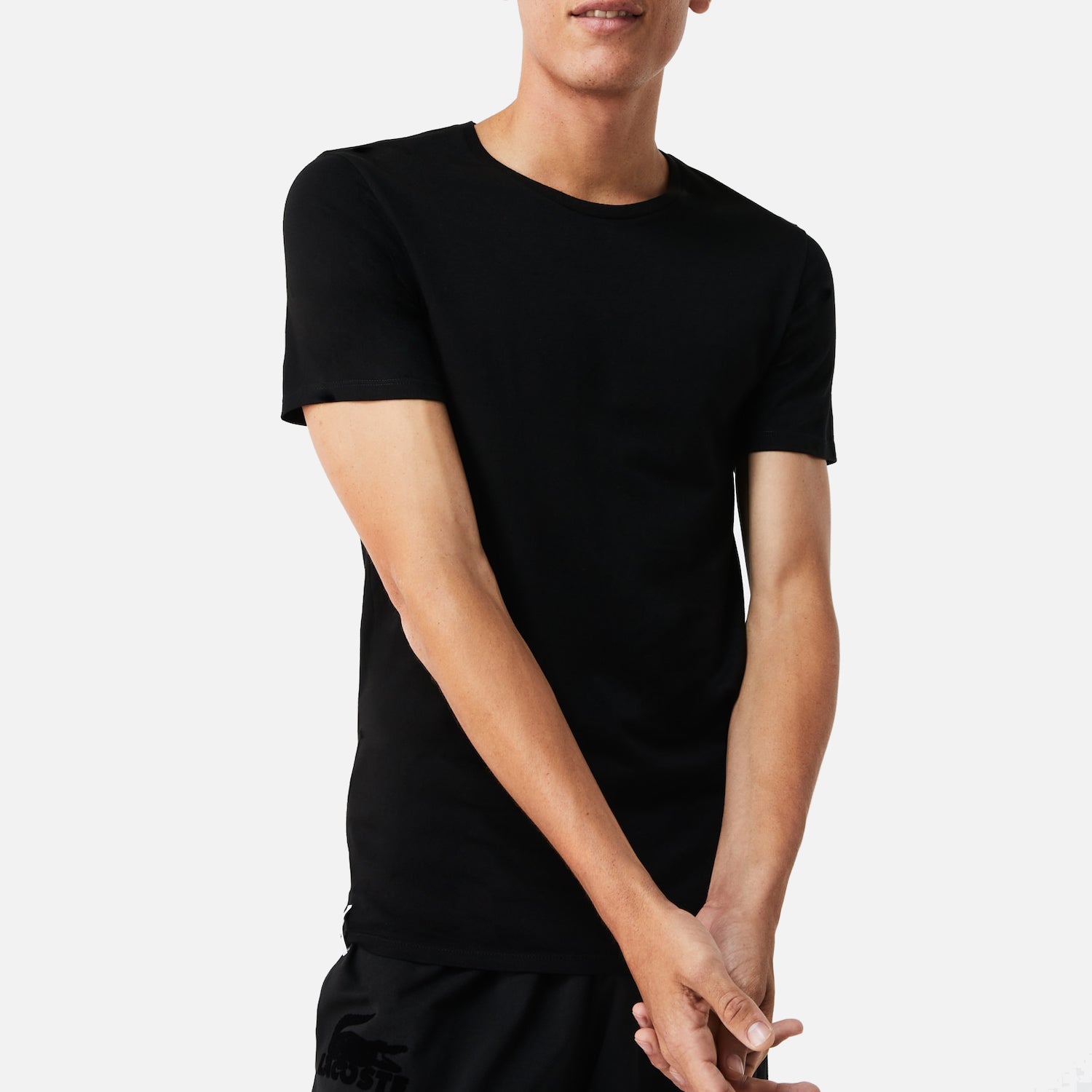 Men's Lacoste Crew Neck Cotton T-Shirt 3-Pack Black