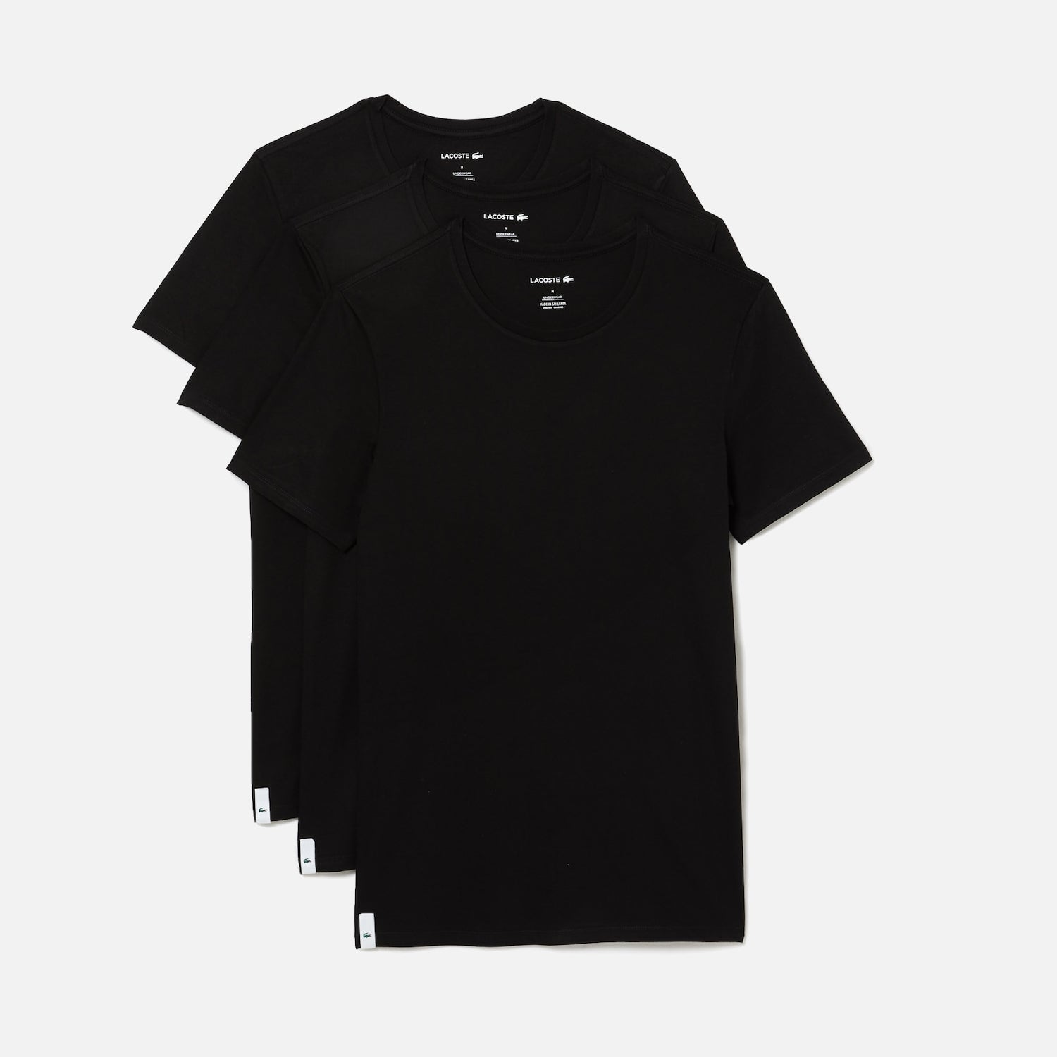 Men's Lacoste Crew Neck Cotton T-Shirt 3-Pack Black