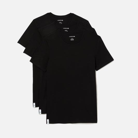 Men's Lacoste Crew Neck Cotton T-Shirt 3-Pack Black