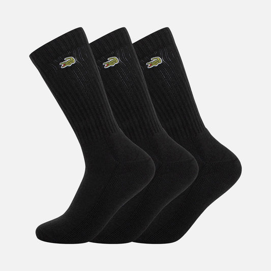 Men's Lacoste Embroidered Black Sports Socks x 3 Pairs