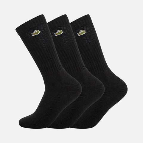 Men's Lacoste Embroidered Black Sports Socks x 3