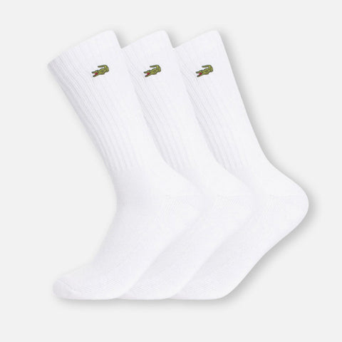 Men's Lacoste Embroidered White Sports Socks x 3