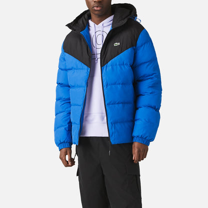 Men's Lacoste Hooded Puffer Jacket - Black Blue