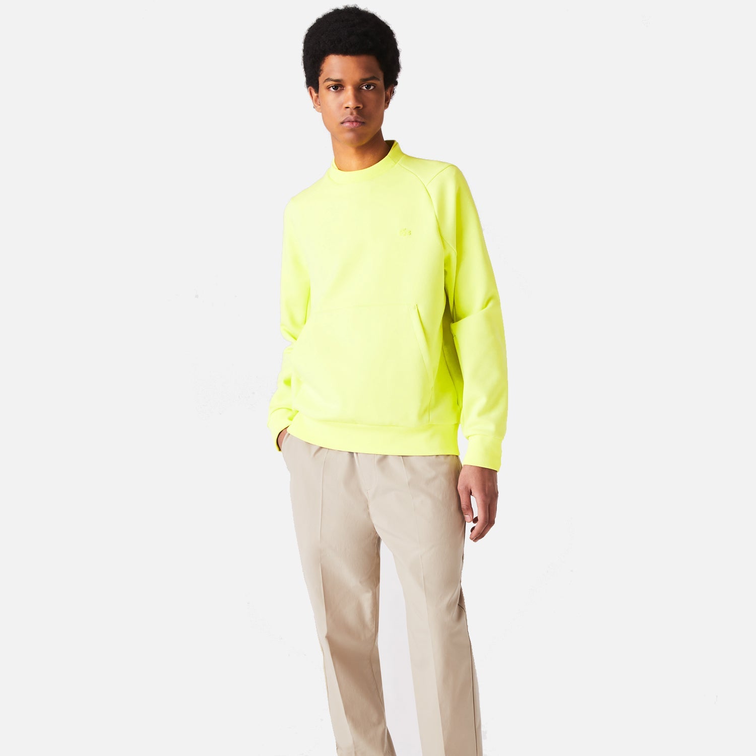 Men's Lacoste Kangaroo Pocket Cotton Blend Sweatshirt Yellow