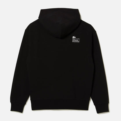 Men's Lacoste Loose Fit Pullover Embossed Hoodie Black