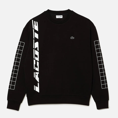 Men's Lacoste Loose Fit Two-Ply Piqué Sweatshirt - Black
