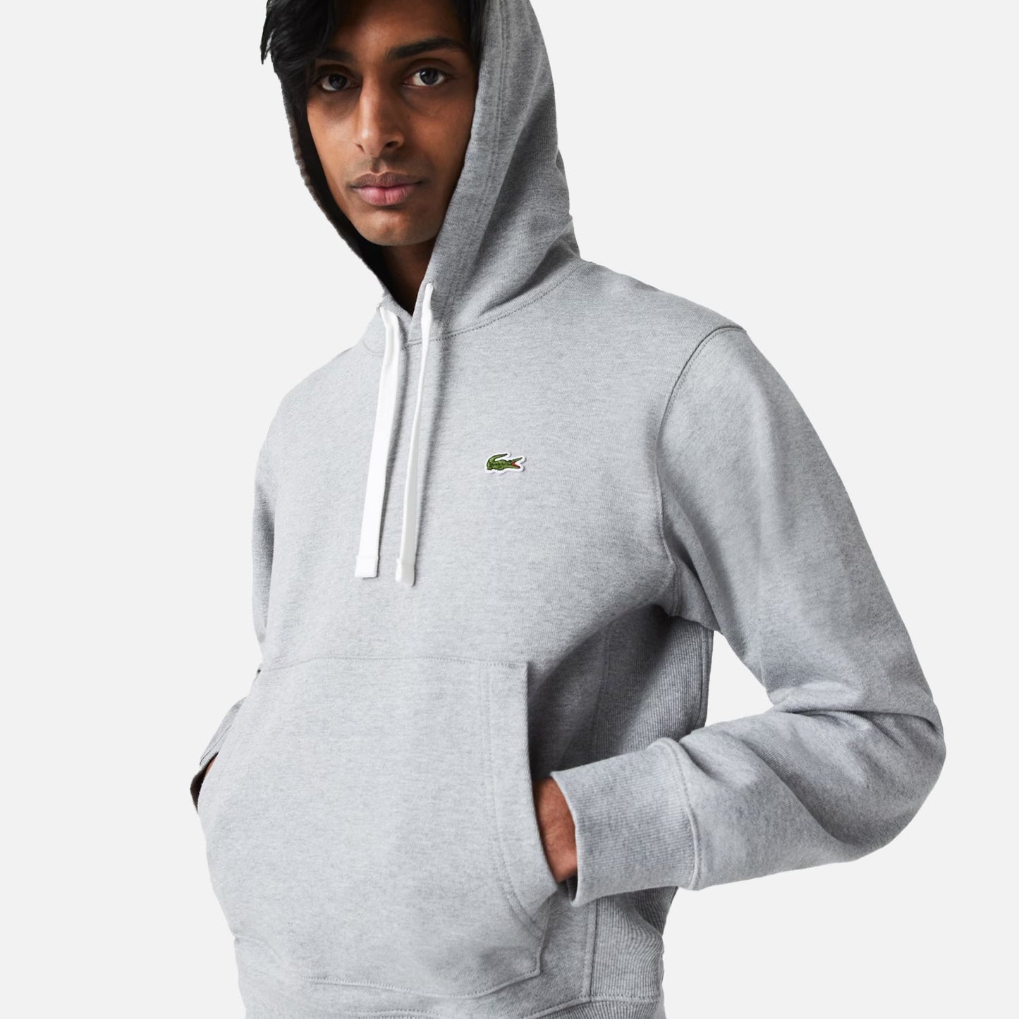 Men's Lacoste Navy Classique Hoodie Grey Cream