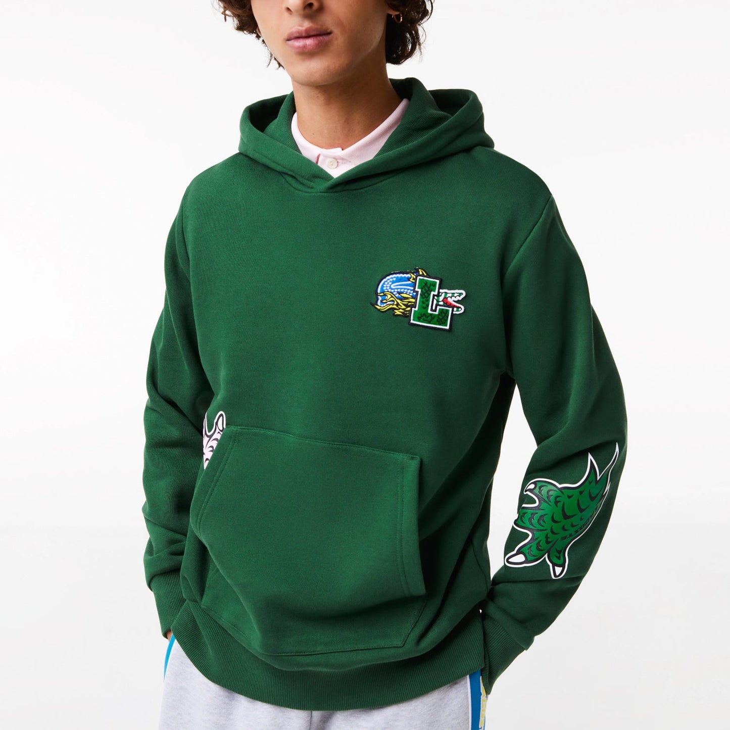 Men's Lacoste Print Hoodie - Green