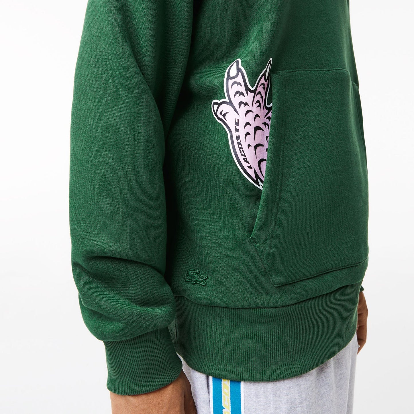 Men's Lacoste Print Hoodie - Green