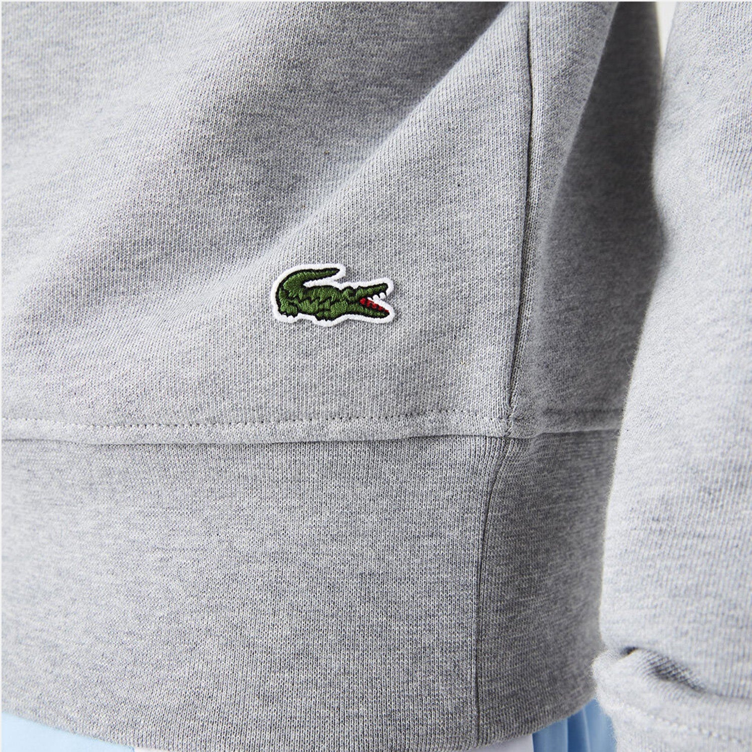 Men s Lacoste Signature Classic Fit Cotton Sweatshirt Grey THE SNEAKER OUTLET