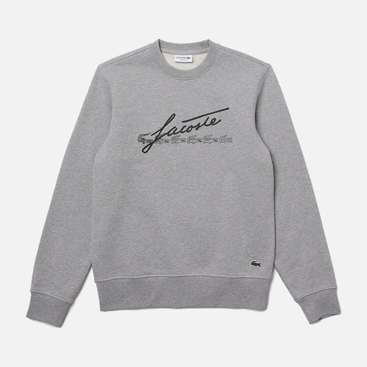 Men's Lacoste Signature Classic Fit Cotton Sweatshirt Grey