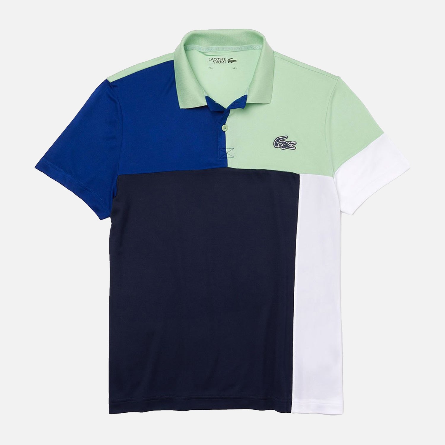 Men's Lacoste Sport Polo Shirt Blue Green Colourblock