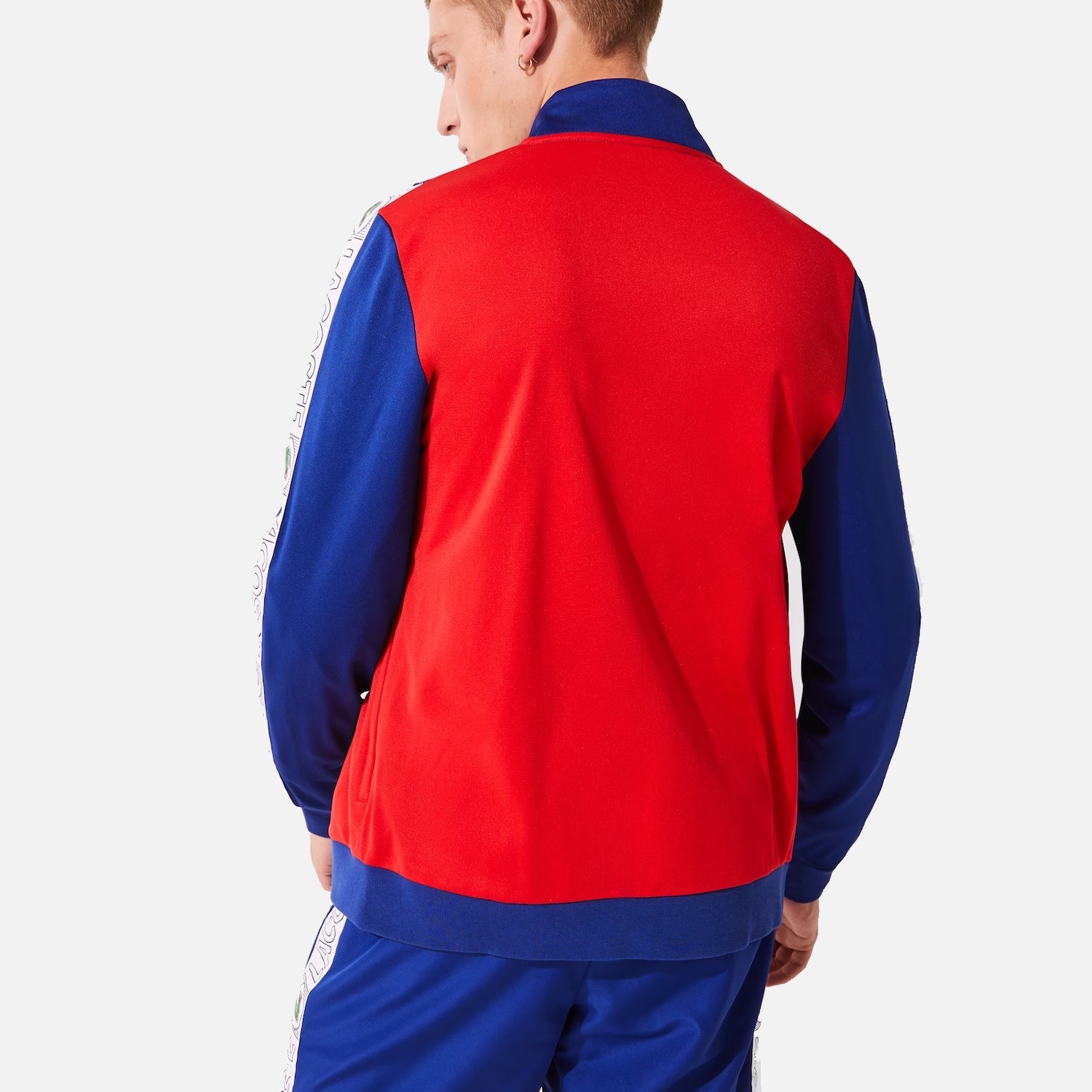 Men's Lacoste Sport Zip Up Track Jacket Blue Red