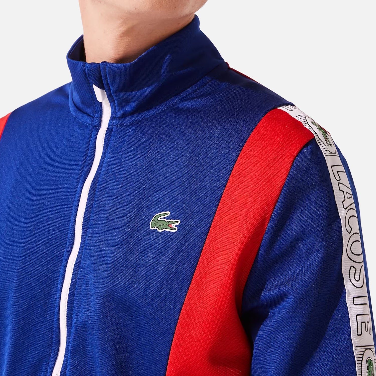Men's Lacoste Sport Zip Up Track Jacket Blue Red