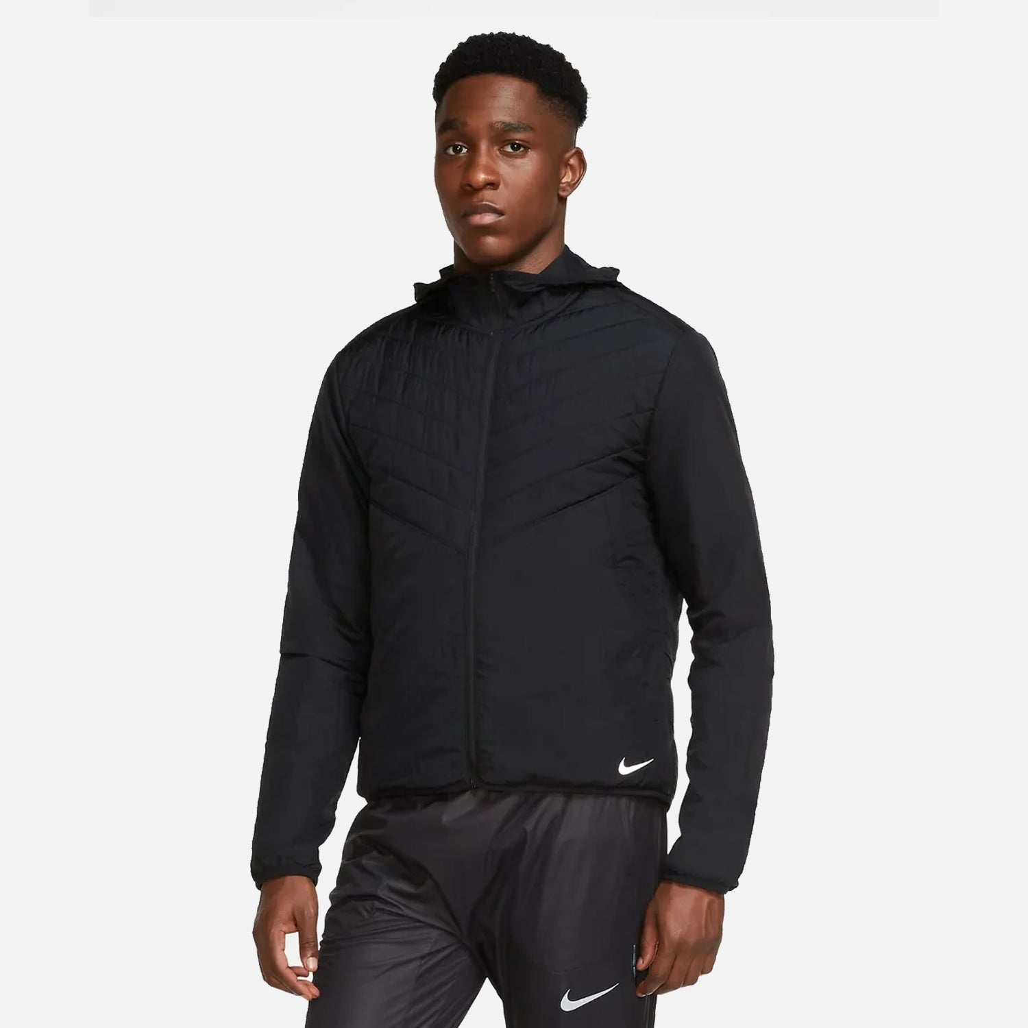 Men's Nike AerolayerRepel Hooded Running Jacket - Black