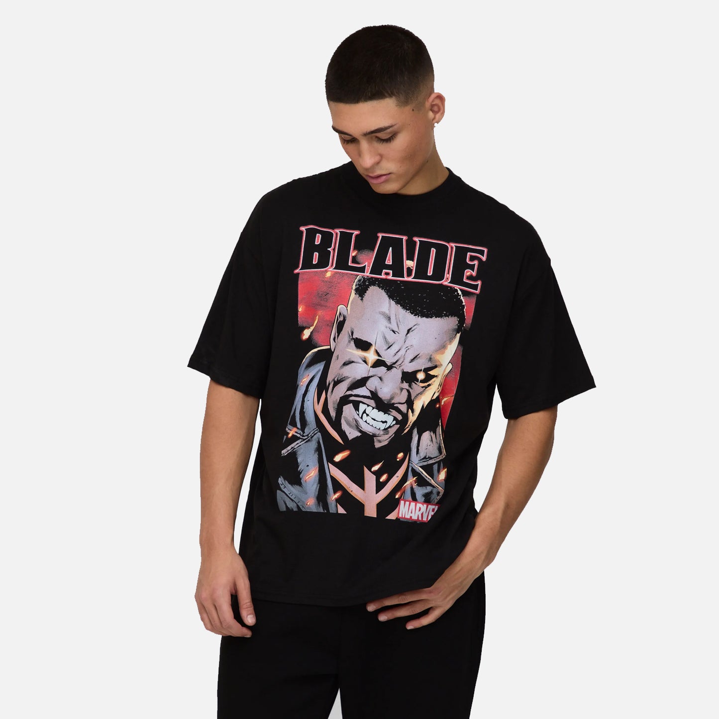Men's Official Marvel Blade Comic Print T-shirt Black