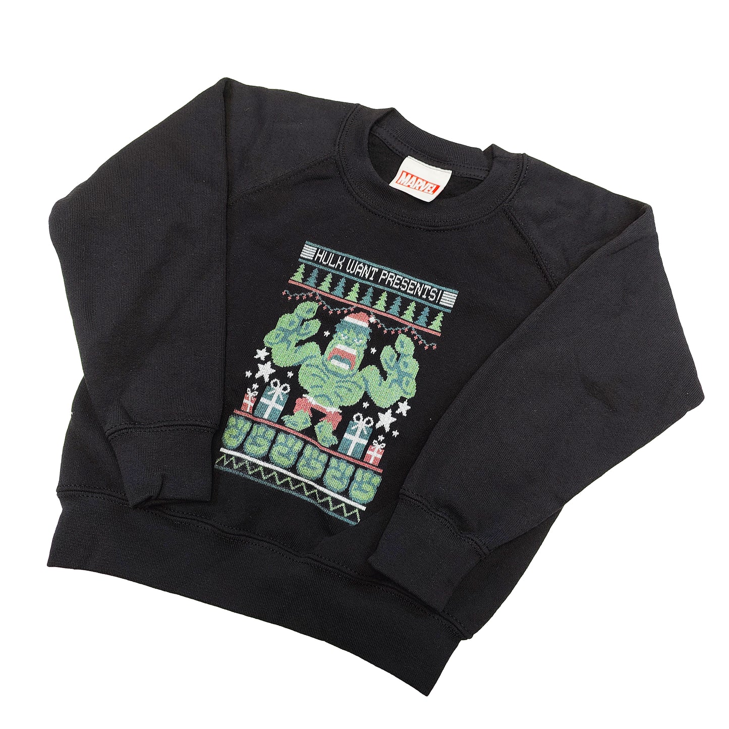 Official Marvel Kids Vintage Christmas Sweater Black