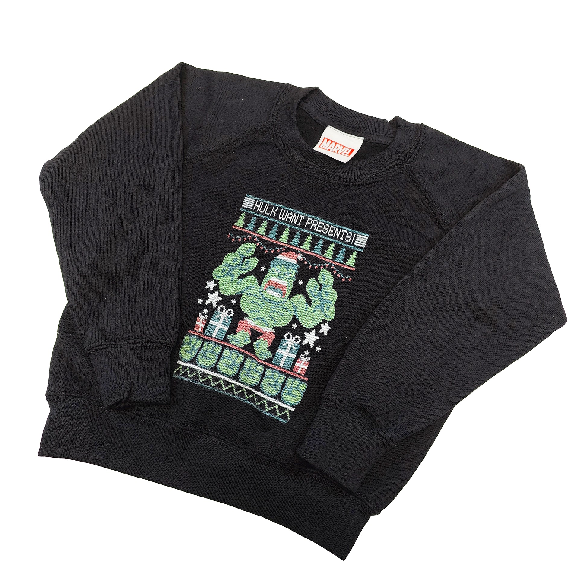 Official Marvel Kids Vintage Christmas Sweater Black