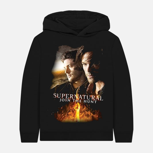 Official Supernatural Winchester Flaming Poster Black Hoodie