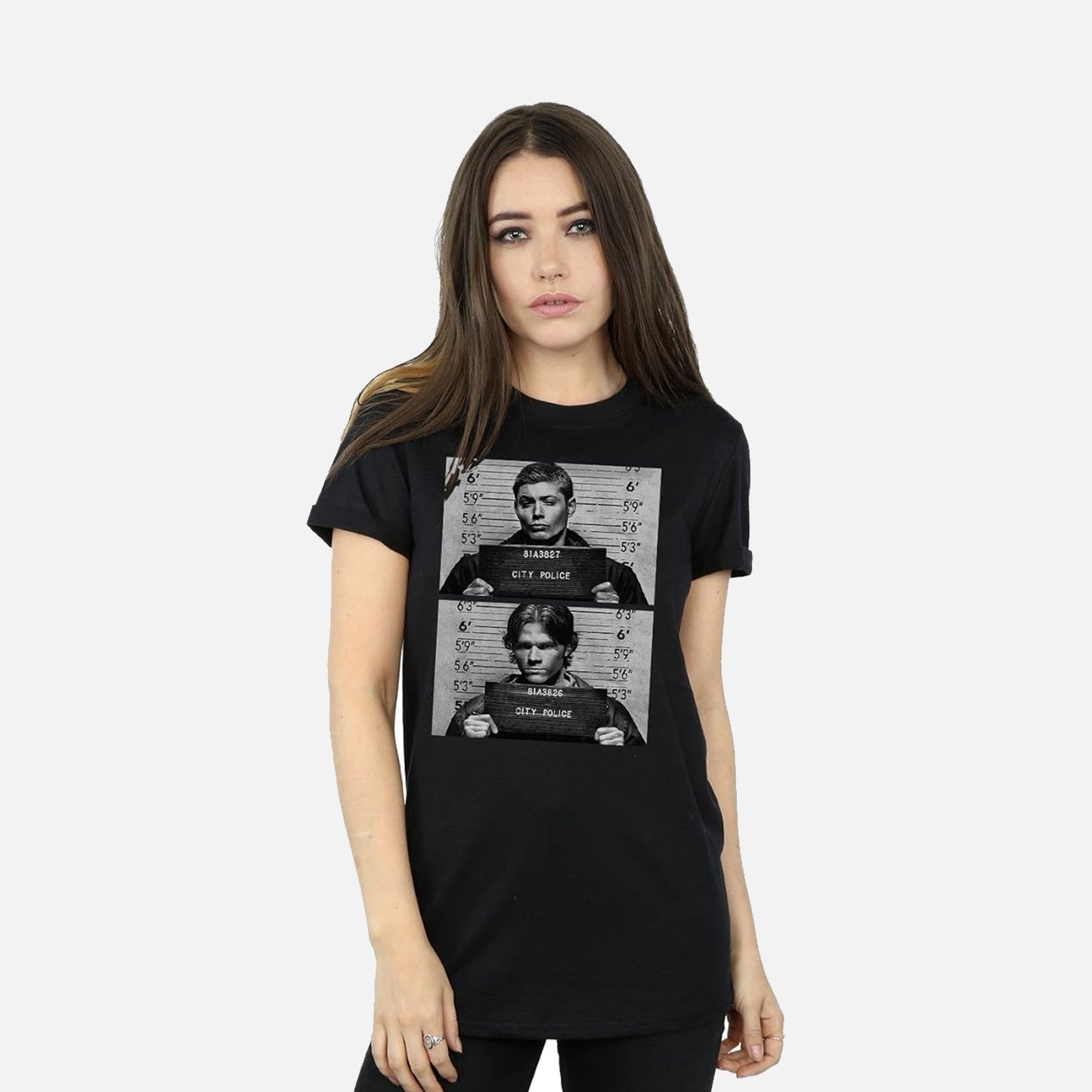 Official Supernatural Winchester Mugshot Black T-shirt