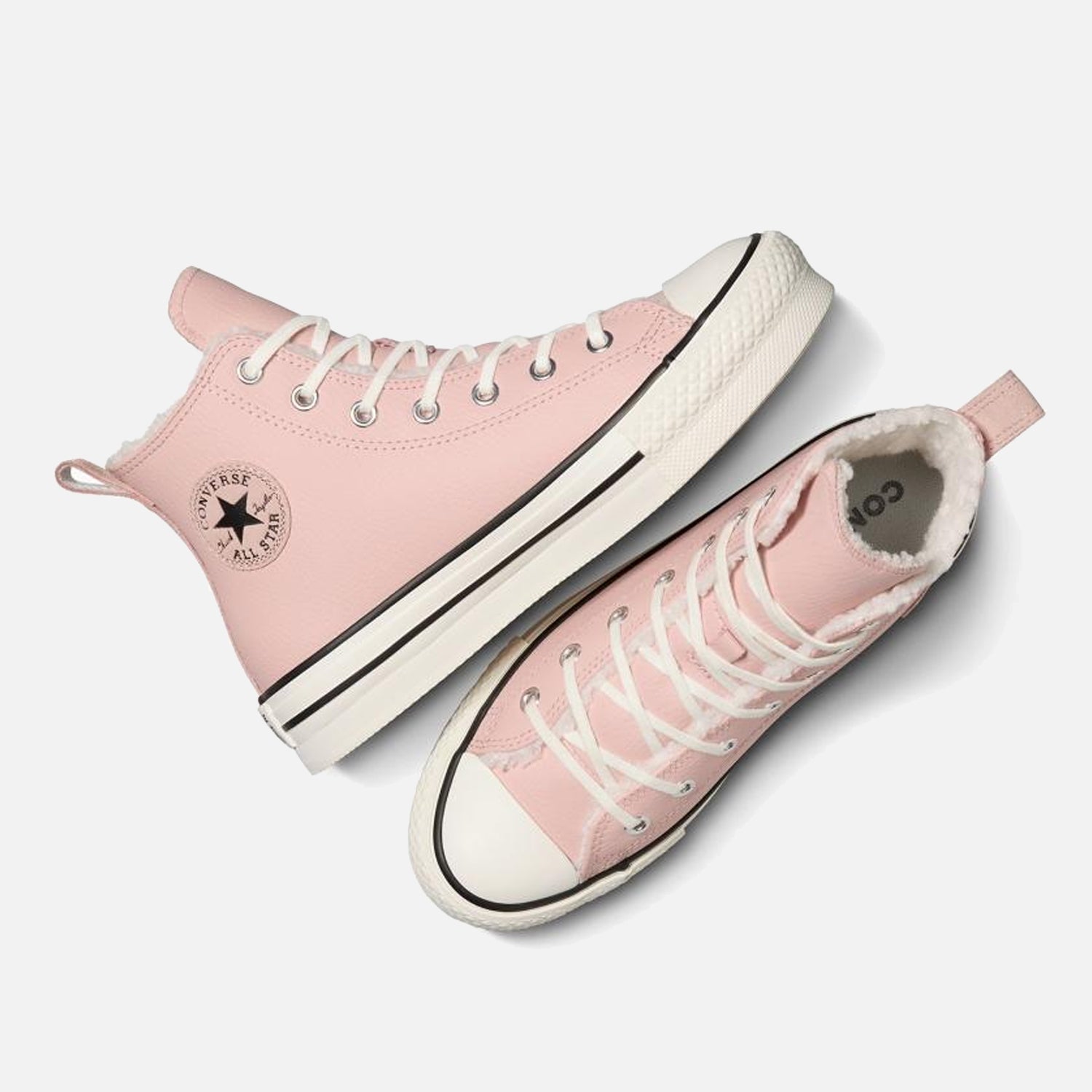 Older Kid's Converse Chuck Taylor Lift Hi Sherpa Pink Leather