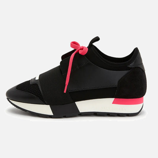Women's Balenciaga Race Runner Black Leather Trainers