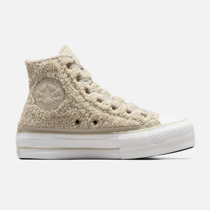 Women's Converse Chuck Taylor Lift Hi Reverse Sherpa Cream