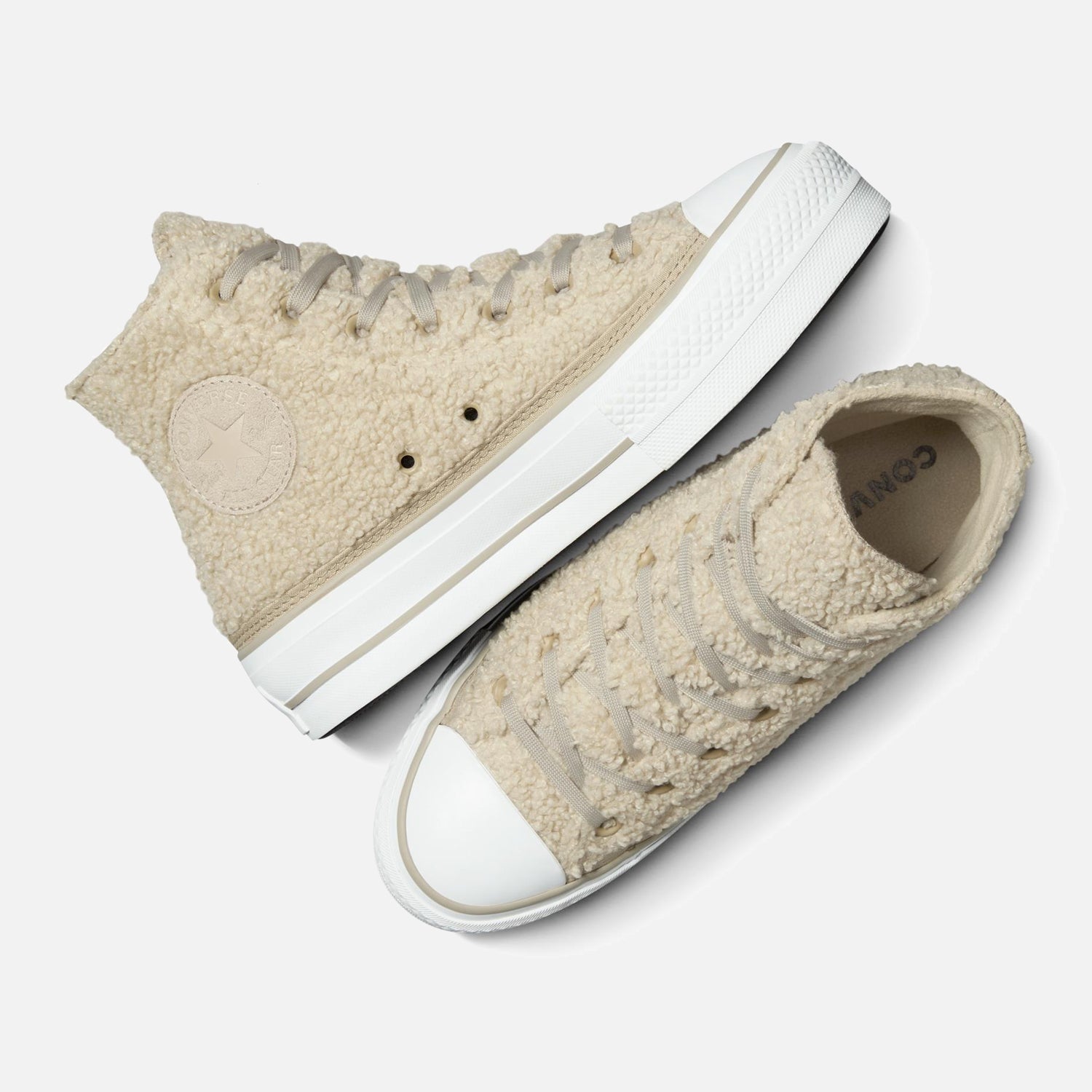 Women's Converse Chuck Taylor Lift Hi Reverse Sherpa Cream