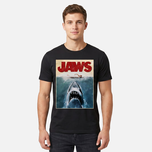 Men's Official Jaws Movie Poster T-shirt Black